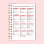 Calendário A5 - 2025 (frente) e 2026 (verso) - 7 tons - wire-o_espiral