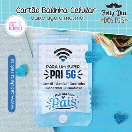 Cartão Balinha Celular - Dia dos Pais