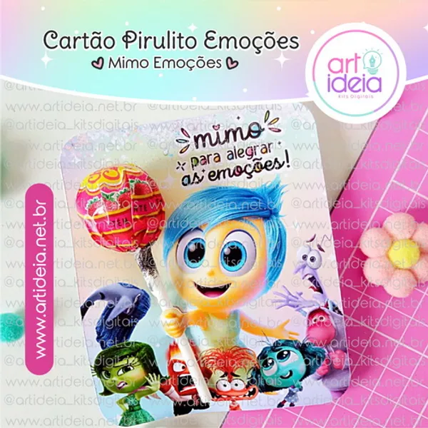 Cartão Pirulito (Emoções) Cartão Pirulito - Emoções- Divertida Mente - Imagem 1