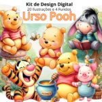 Urso Pooh Aquarela - Kit Digital