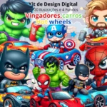 Vingadores com carros Hot Wheels - Kit Digital