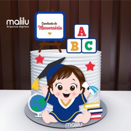 Topo de Bolo Mêsversário Menina