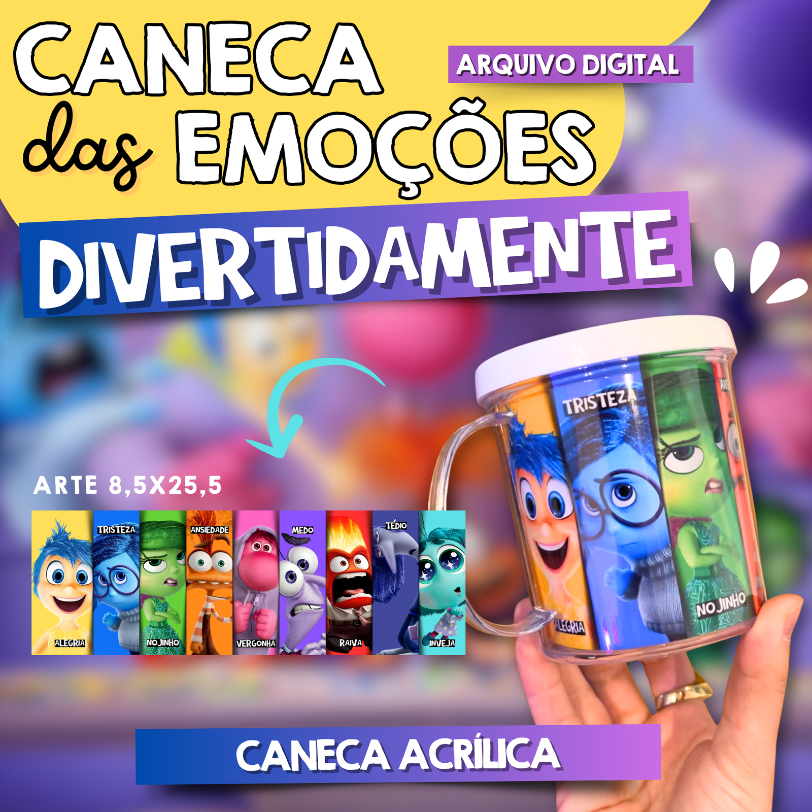 CANECA DAS EMOÇÕES – DIVERTIDAMENTE Caneca Acrílica Divertidamente - Imagem 1