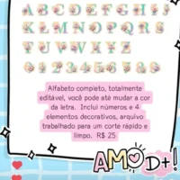 Topo de Bolo Alfabeto Com Flores - Imagem 2