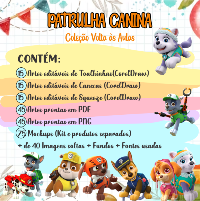Patrulha Canina - Kit Escolar Sublimação - Imagem 1