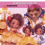 Kit Digital - Bela e a Fera Negra Cute Afro