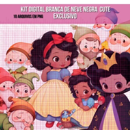 Kit Digital - Branca de Neve Cute Negra