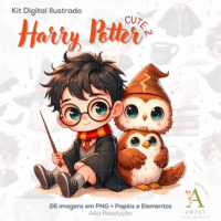Kit Digital Ilustrado Harry Potter Cute 2 - Imagem 2