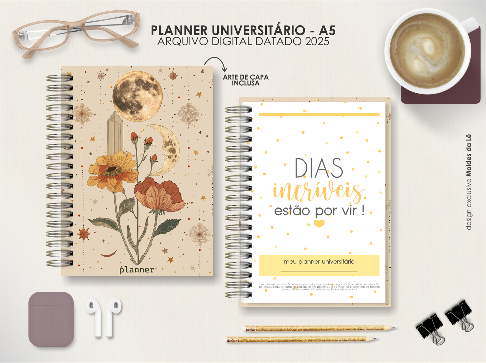 MOCKUP 1 Planner A5 - Datado Vertical - Imagem 1