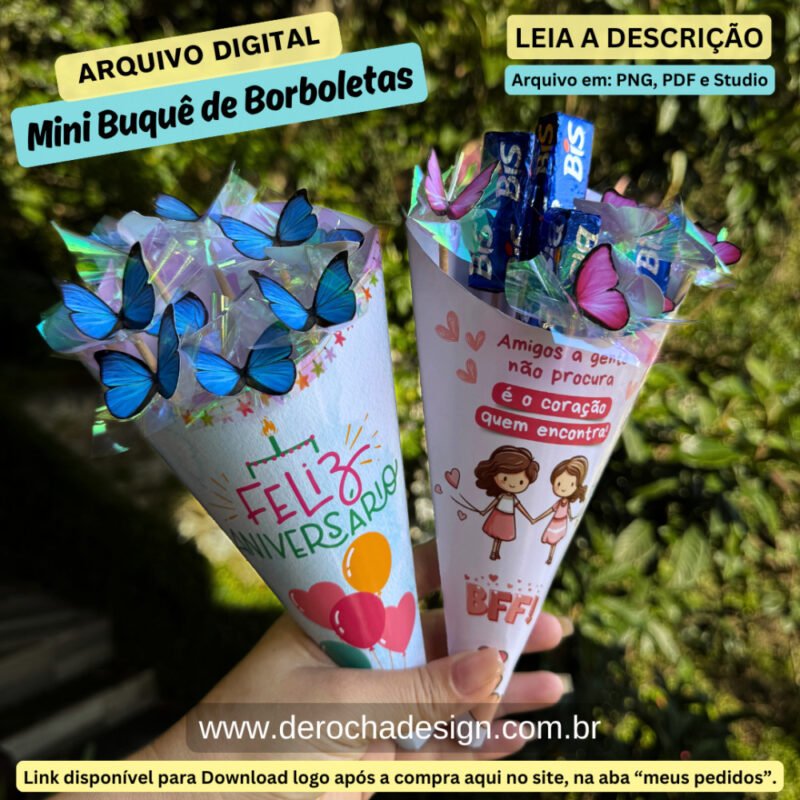 Mini Buquê de Borboletas - Arquivos Digitais Prontos