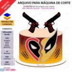 Topo de Bolo Arma Deadpool e Wolverine