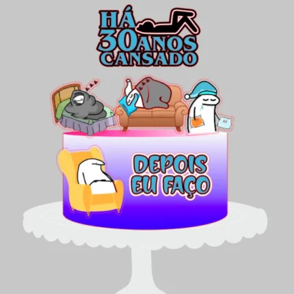 Topo de bolo Flork Cansado