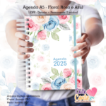 Agenda A5 - Floral Rosa e Azul