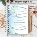 Caderno Para Anotações 2 em 1 (Para Assembleias e Congressos) - Floral Azul