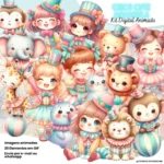 Kit Digital Circo Cute Aquarela Menina