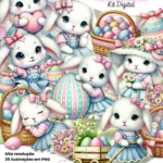 Kit Digital Coelhinha da Páscoa Rosa