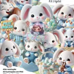 Kit Digital Coelhinho da Páscoa 3D (Azul)