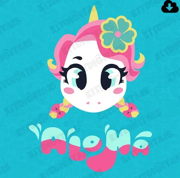 Kit Digital Unicórnio Kawaii Aloha Kit Digital Unicórnio Kawaii Aloha - Imagem 1