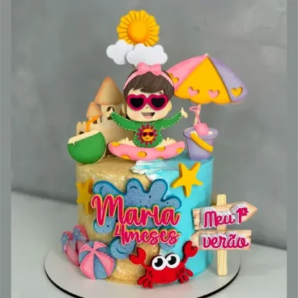 Topo de Bolo Praia Verão Maria