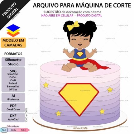 Topo de Bolo Supergirl Baby