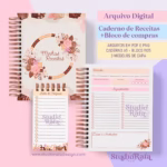 Kit Dia das Mães Caderno de Receitas + Bloco de Compras