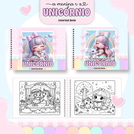 Menina e Unicórnio - Livro de Colorir