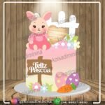 Topo de Bolo Coelhinha Feliz Páscoa