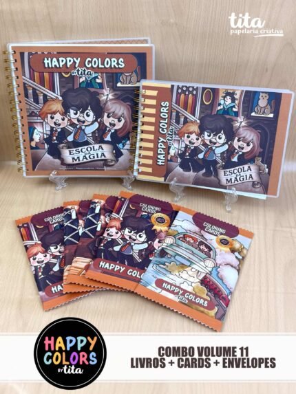 Happy Colors - Escola de Magia - Combo Livro + Cards e Envelopes