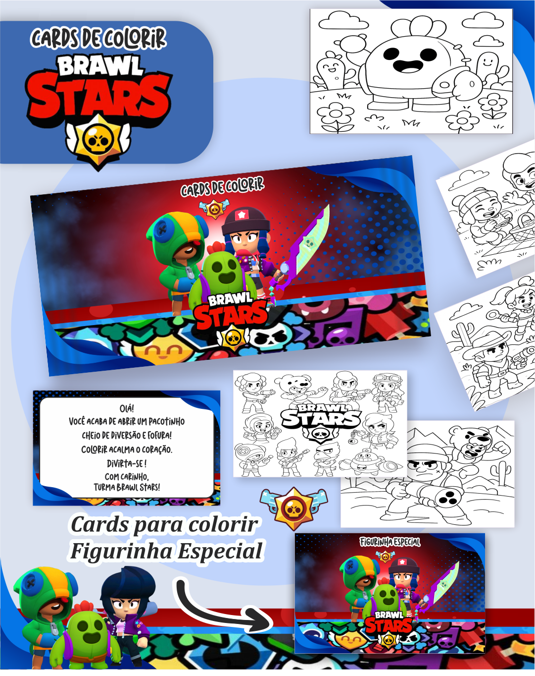 Card de Colorir - Brawl Star Card de Colorir - Brawl Star - Imagem 1