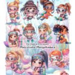 Mergulhadora Mascotinhas Aquarela - Kit Digital