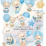Ursinho Baloeiro Azul - Kit Digital