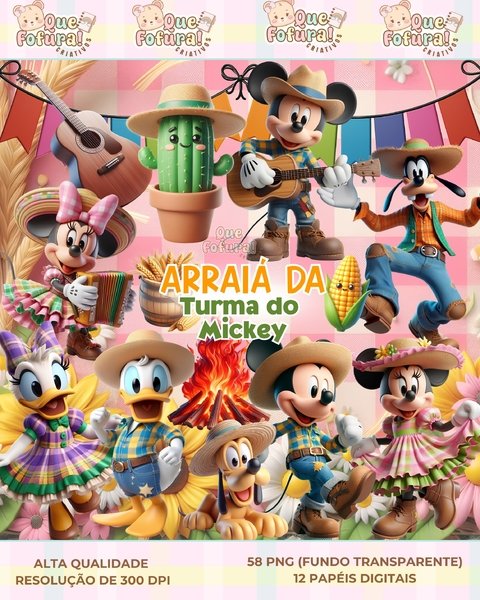 Arraiá da Turma do Mickey - Kit Digital Arraiá da Turma do Mickey - Kit Digital - Imagem 1