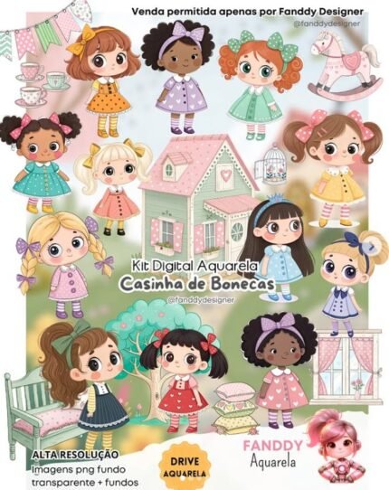 Casinha de Bonecas Aquarela - Kit Digital