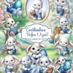 Coelhinhos Fofos Azul - Kit Digital