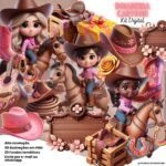 Boiadeira Cartoon - Kit digital