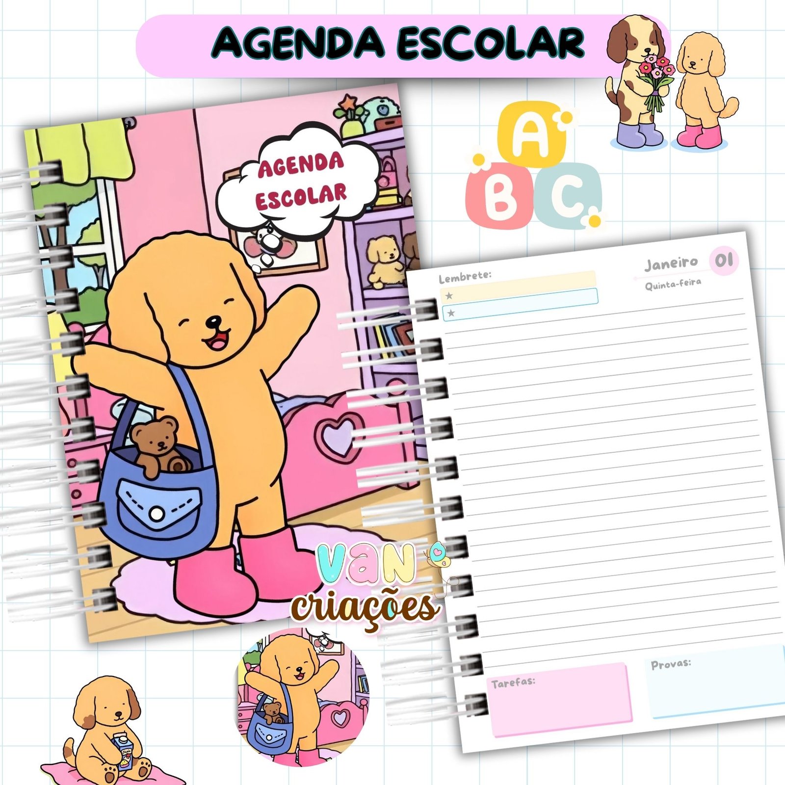 Mockup 1 Agenda Escolar Menina 2026 – Bobbie Goods - Imagem 1