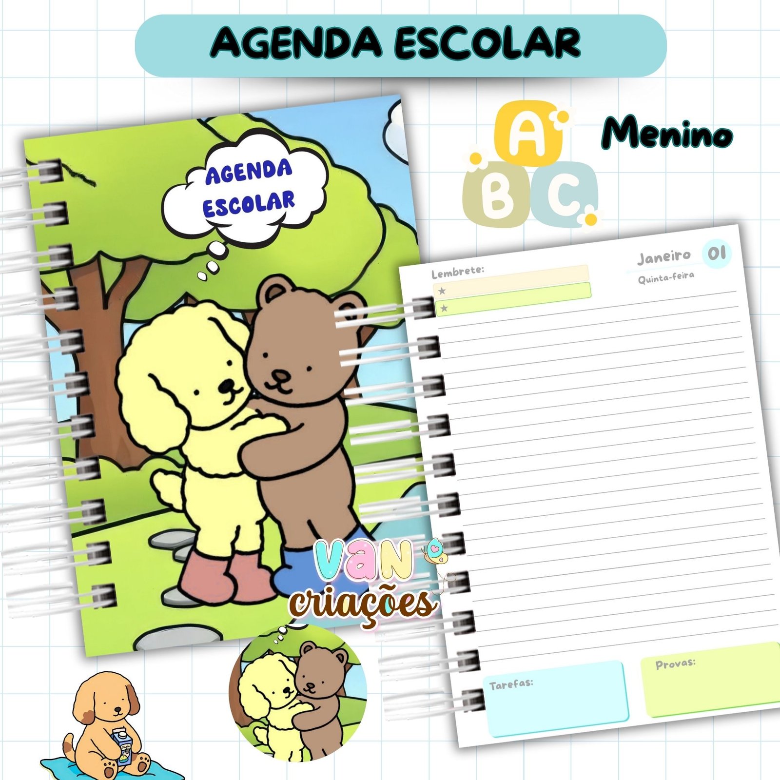 Mockup 2 Agenda Escolar Menino 2026 – Bobbie Goods - Imagem 1