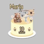 Topo de Bolo Ursinho e Abelha