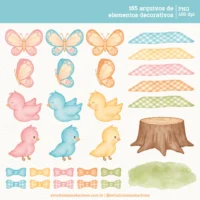 Kit Digital Feliz Aniversário – Cliparts em aquarela - Imagem 3