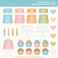 Kit Digital Feliz Aniversário – Cliparts em aquarela - Imagem 4