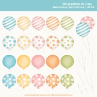 Kit Digital Feliz Aniversário – Cliparts em aquarela - Imagem 6