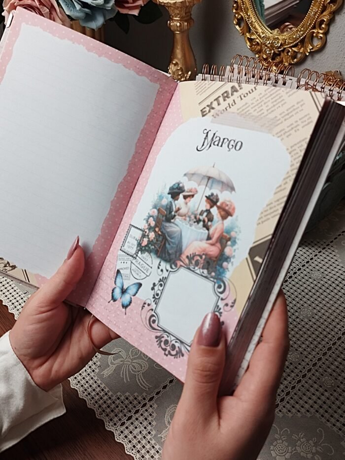 Miolo Agenda Vintage Tons de Rosa 2026 costura (Perfeito Miolo) - Imagem 8