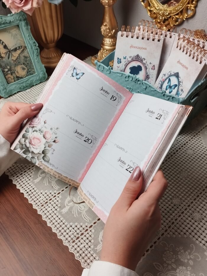 Miolo Agenda Vintage Tons de Rosa 2026 costura (Perfeito Miolo) - Imagem 12