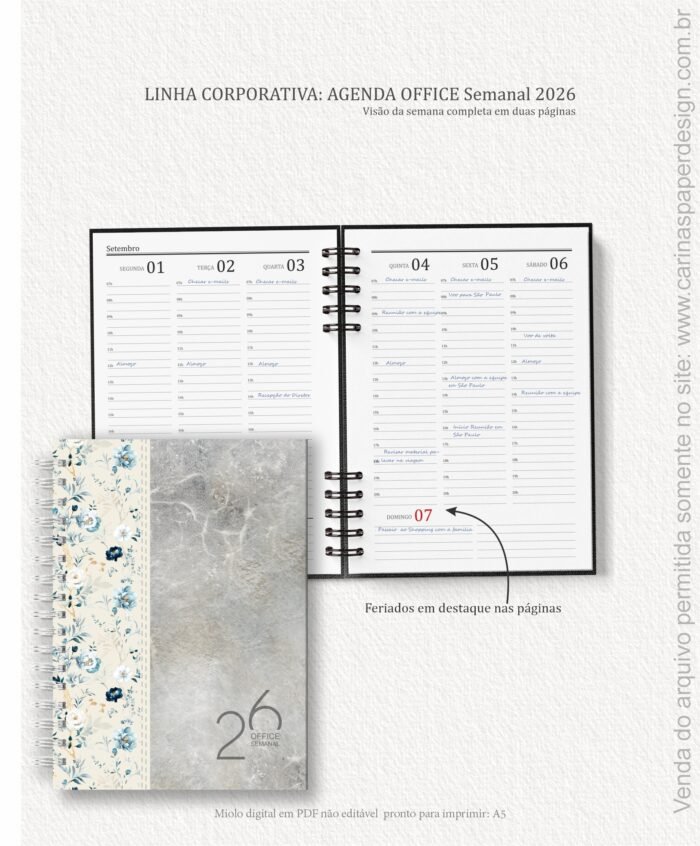 Miolo Agenda Office Semanal 2026 - Imagem 2