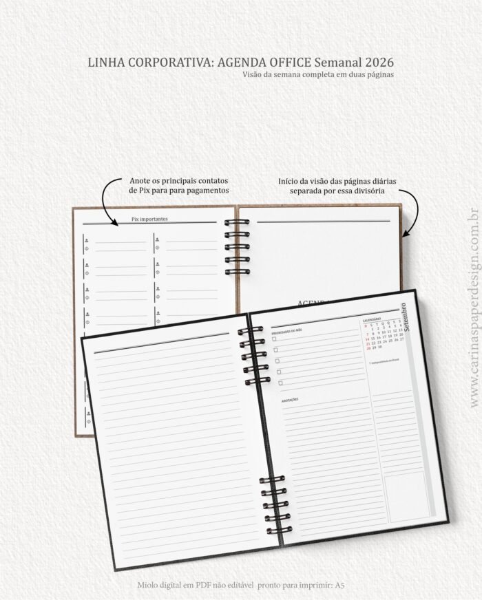 Miolo Agenda Office Semanal 2026 - Imagem 3