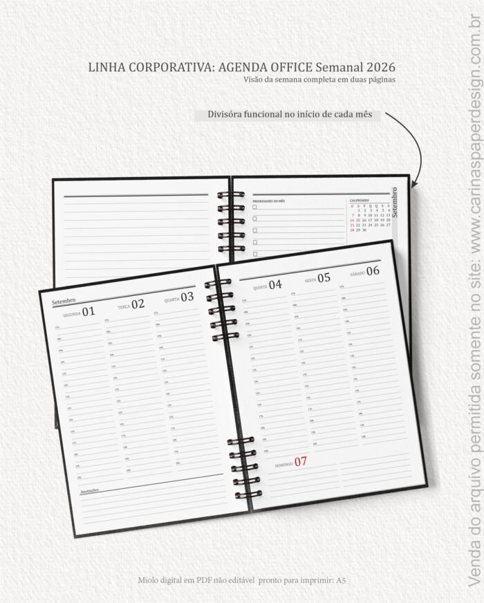 Miolo Agenda Office Semanal 2026 - Imagem 5