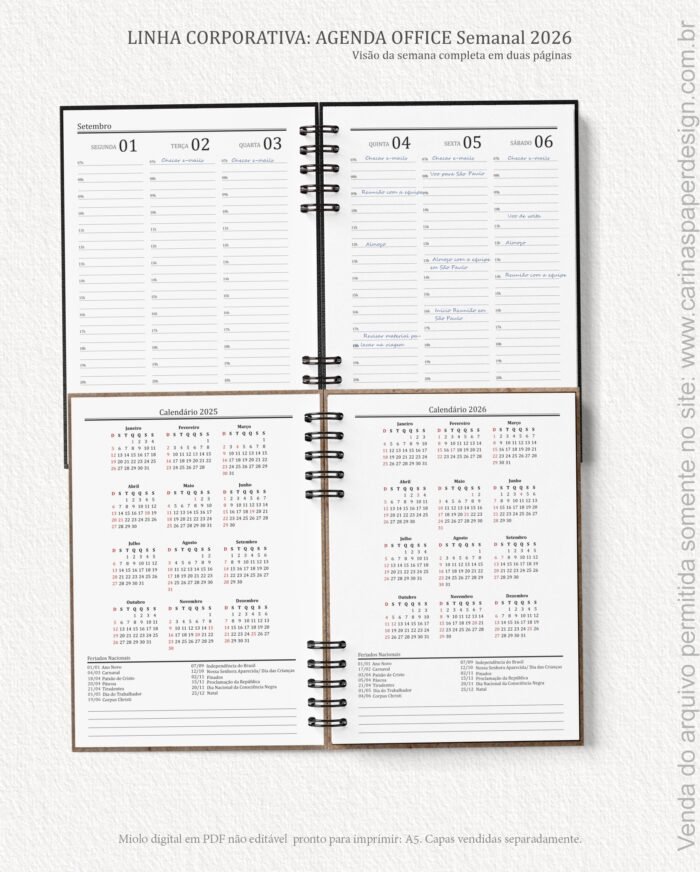 Miolo Agenda Office Semanal 2026 - Imagem 6