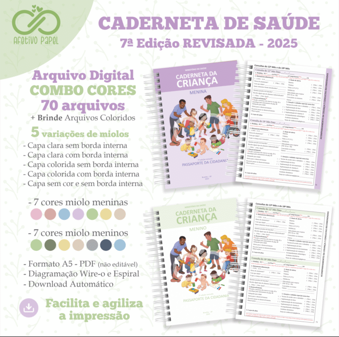 COMBO Caderneta 7ª Ed. Revisada – Combo 70 Cores Clean (Afetivo Papel) - Imagem 1