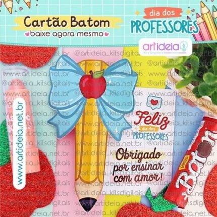 Cartão Batom Dia dos Professores