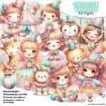 Circo Cute Aquarela - KIt Digital